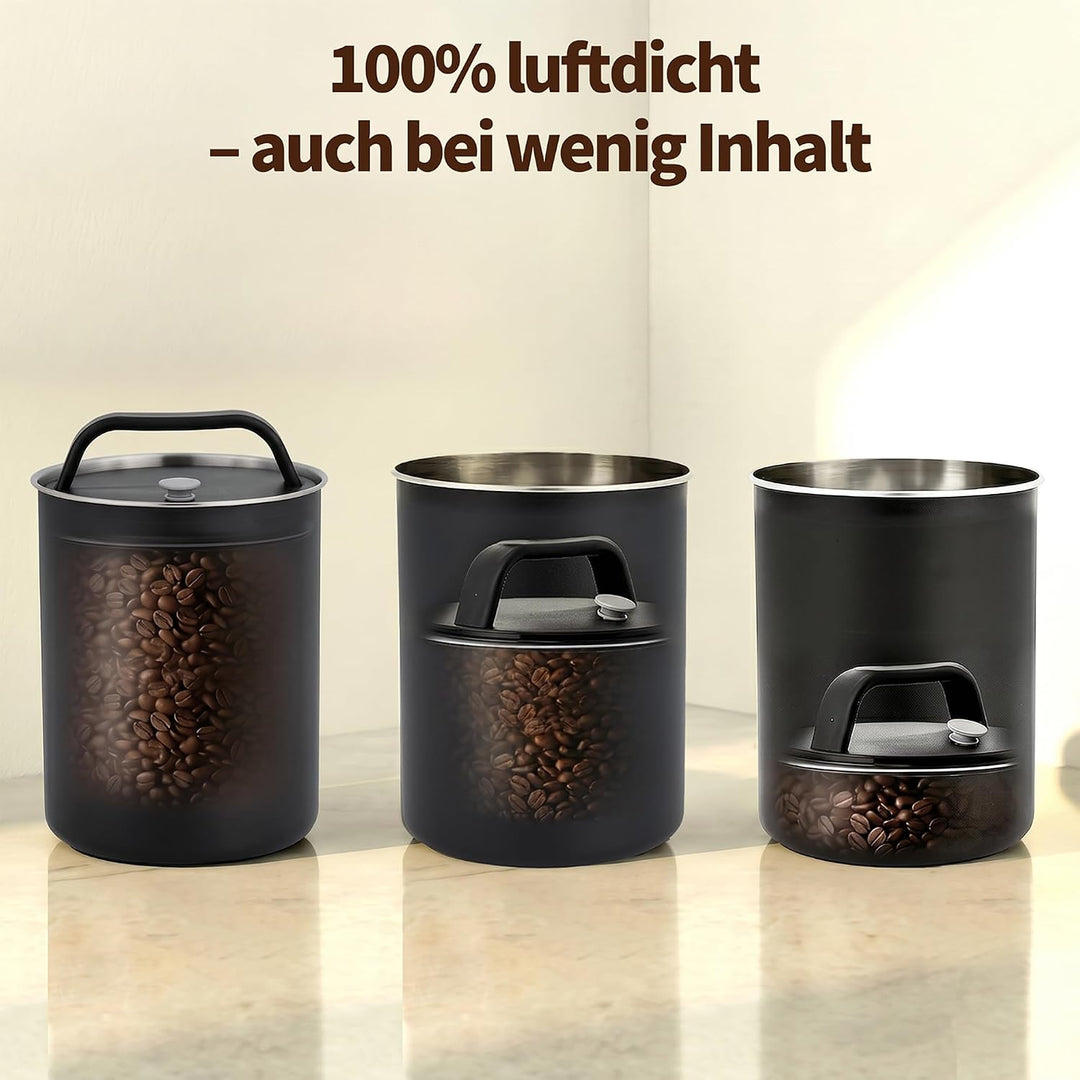 HAUSPROFI Kaffeedose Luftdicht für 1kg Kaffeebohnen, Kaffeebohnen Behälter mit Kaffeeportionierlöffe