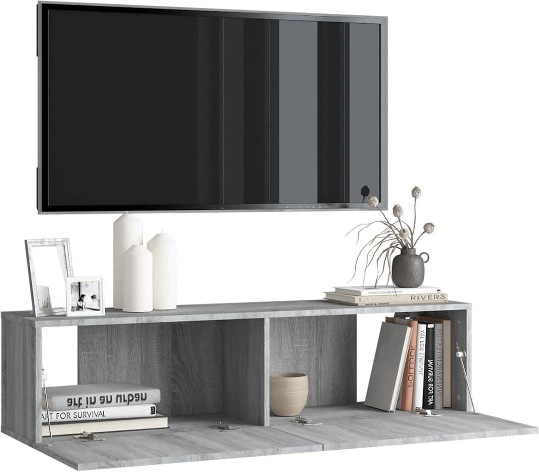 Festnight TV Wandboard Hängend Grau Sonoma TV-Wandschrank Lowboard Hangend Hängeschränke Hänge TV Bo
