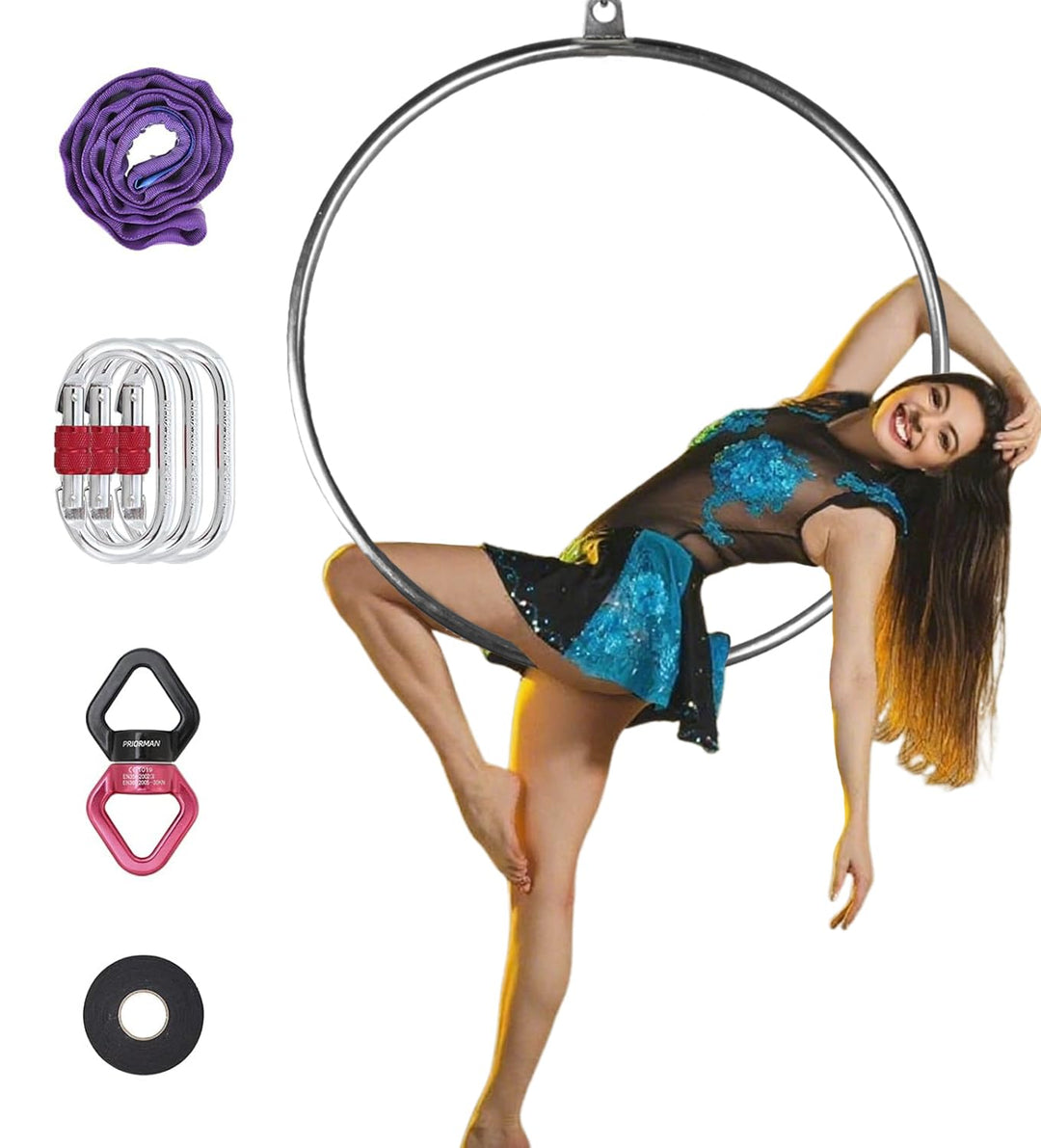 Lyra Hoop Aerial Hoop Set mit Aufhängung Hardware Single Edelstahl Hoop Circus Hoop Great for Dancin