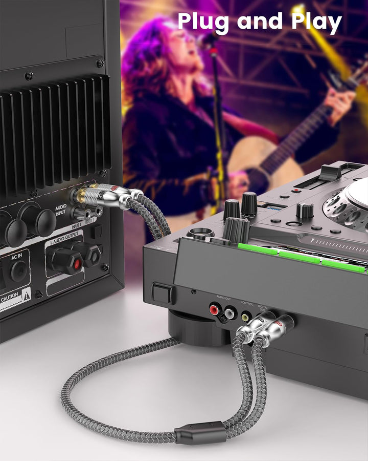 EMK Dual RCA auf Dual 1/4 Zoll Kabel, 2x Cinch auf 2x 6.35mm TS Mono Audio Kabel, Patchkabel für Ver