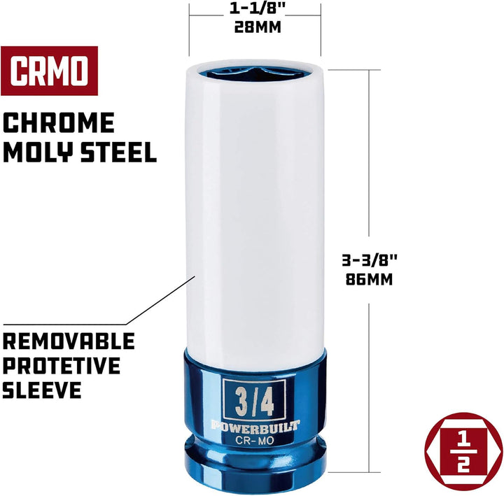 Powerbuilt 2 Stück SAE Impact Radmutter-Stecknuss, 3/4 Zoll und 13/16 Zoll, Nicht beschädigende und