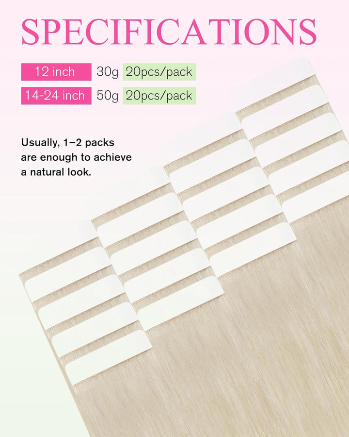 YoungSee Tape Extensions Echthaar Blond Invisible Tape Extensions Platinblond Echthaar Extensions Ta