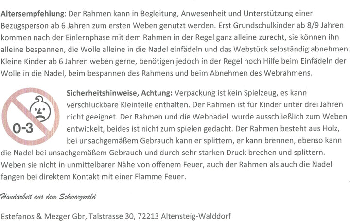 Webrahmen rund –im Set - für Kinder und Erwachsene – 1x Bespannt - Webstuhl für Kinder– 2x Webnadel