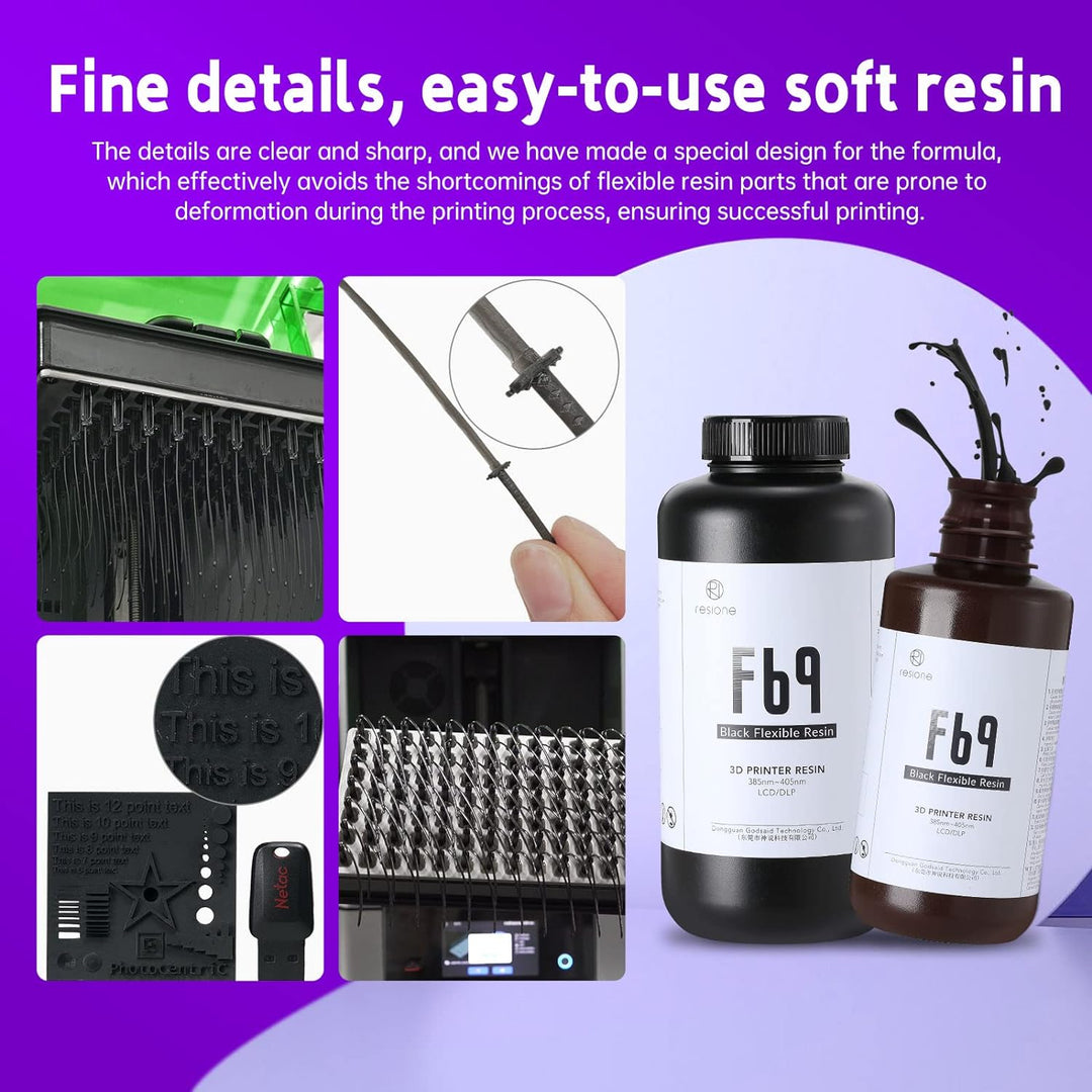 RESIONE F69 Flexibles 3D-Drucker Resin, 405nm UV-härtendes DLP LCD MSLA Resin Gummi wie TPU wie Phot