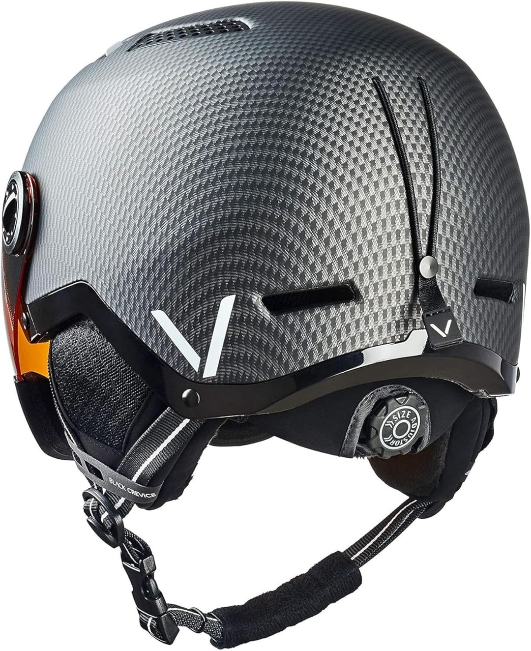 BLACK CREVICE Skihelm Chamonix I Skihelm mit Visier im Pilotenstyle I Skihelm Herren & Damen I Unise