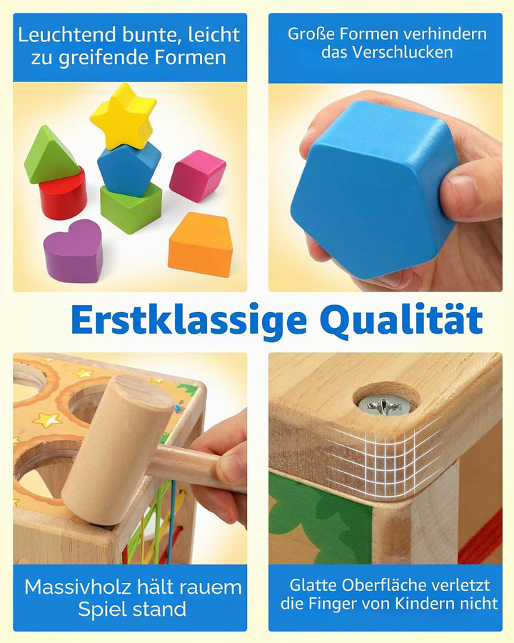 Coogam Holz Montessori Kinderspielzeug, Formen Klassifizierung Cube Gewicht Schlag Maulwurf Feinmoto