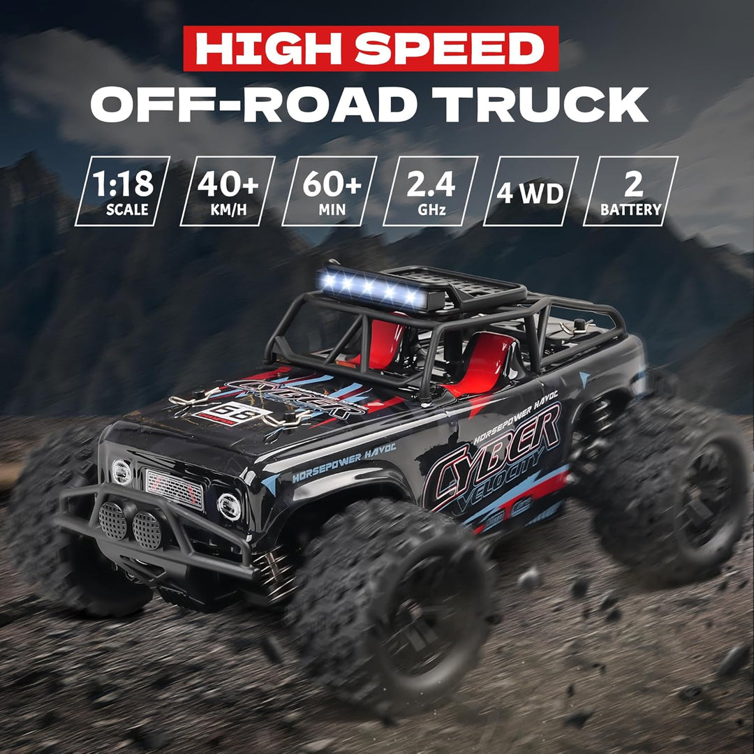 Ferngesteuertes Auto - 1:18 Scales High Speed 40KM/H RC Auto 4WD Offroad-RC-Truck 2 Batterien 2.4GHz