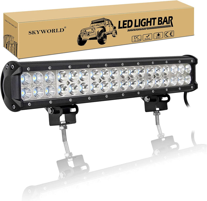 SKYWORLD led zusatzscheinwerfer bar, Zweireihiges wasserdicht 18 Zoll 45cm 108W Scheinwerfer Flutlic