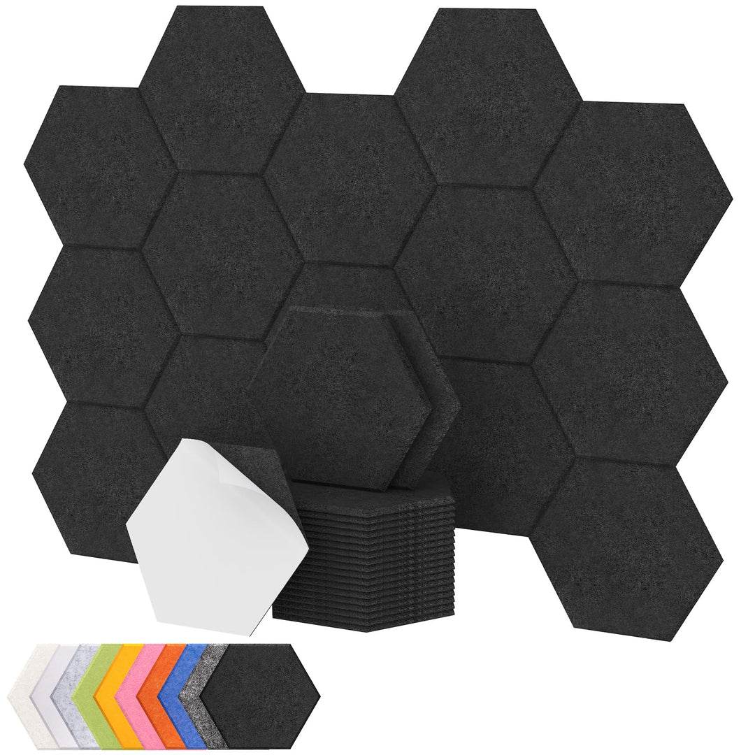 Hexagon Akustikplatten selbstklebend 18St., TONOR Schallabsorber Schallschutz mit Hochdichte Wandfli