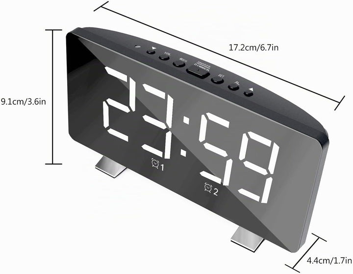 ThreeH Radiowecker für Schlafzimmer mit Zwei USB-Ladeanschlüssen 4 Dimmmodus 7,3'' LED-Bildschirm 12