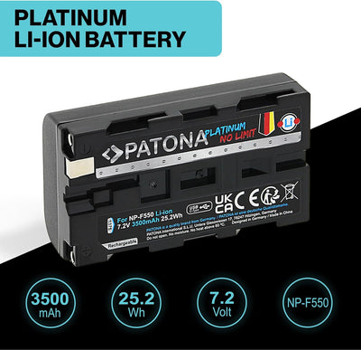 PATONA Platinum USB-C Akku NP-F550 Kompatibel mit Sony NP-F330 NP-F750 NP-F930 NP-F950