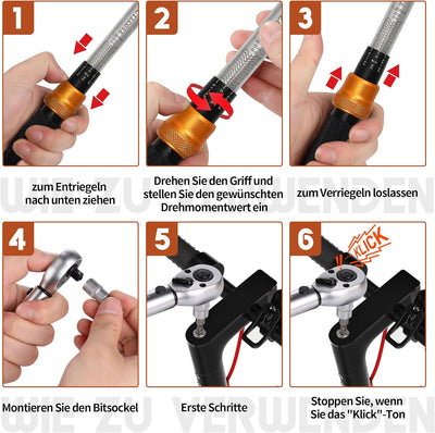 UYECOVE Drehmomentschlüssel 1/4 Zoll, Fahrrad Drehmomentschlüssel 2-20Nm 13-tlg. Drehmomentschlüssel