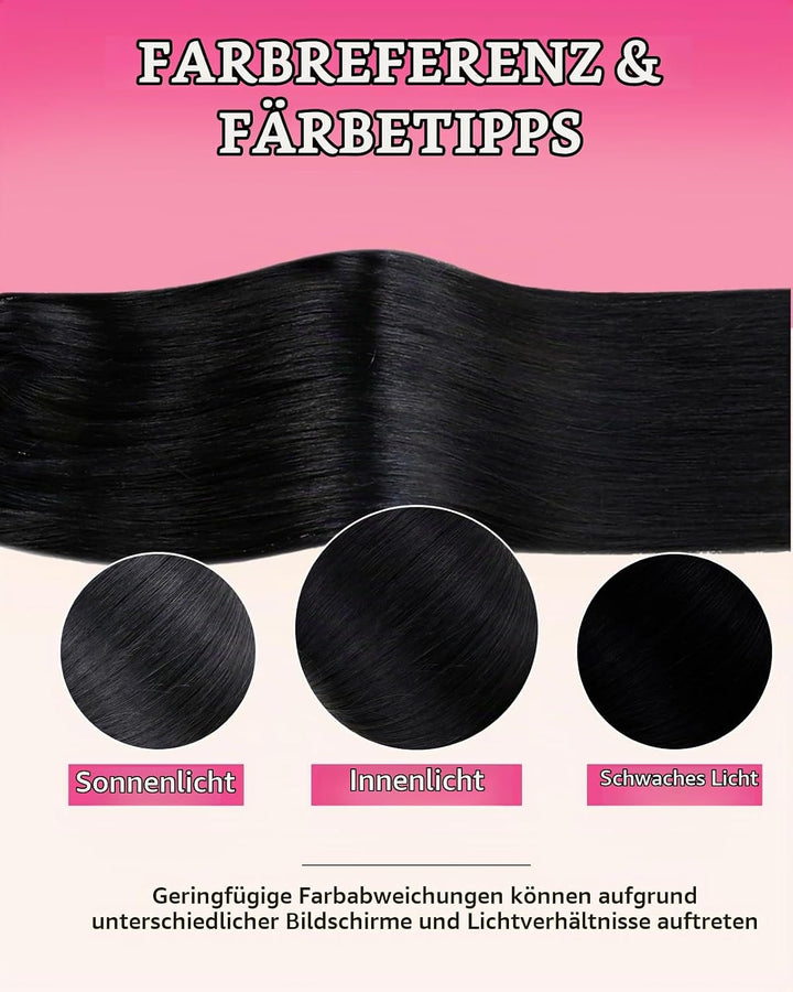 Hetto Microring Extensions Echthaar 45cm 50g Schwarz Haarverlängerung Microring Echthaar Extensions