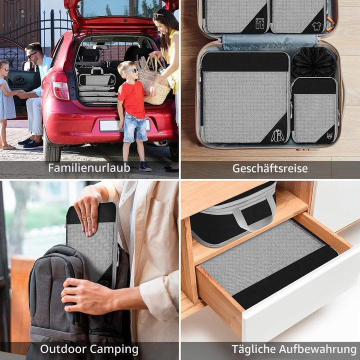 Koffer Organizer Set 7-teilig, Packtaschen mit Kompression, Compression Packing Cubes für Rucksack u