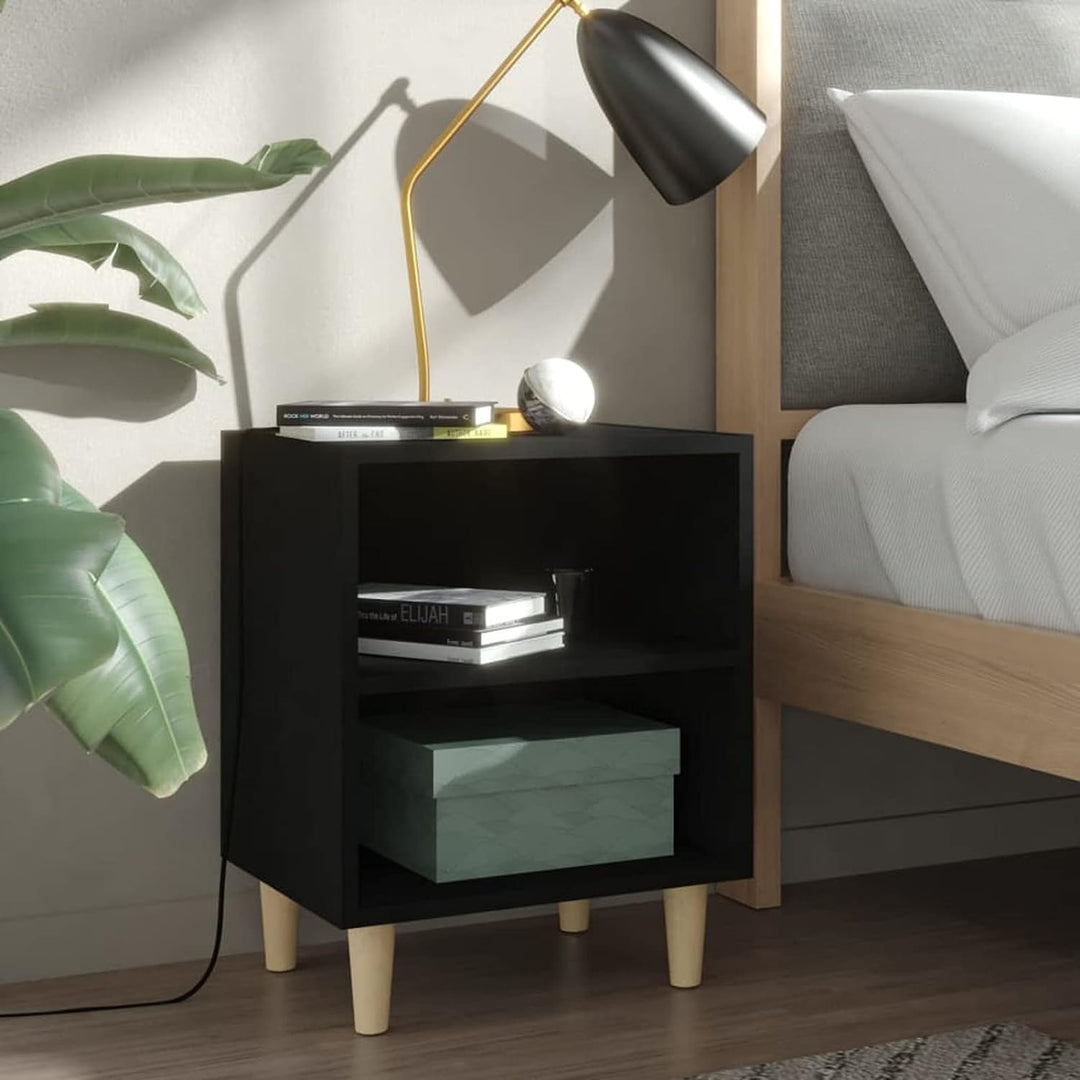 Susany Nachttisch mit Massivholz-Beinen Nachtschrank Schlafzimmer Nachtkommode mit Beinen Beistellti