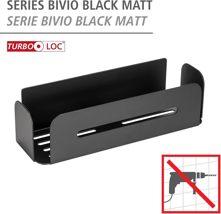 WENKO Turbo-Loc® Wandablage Bivio Black matt, Badregal aus Aluminium, zur Aufbewahrung im Bad, Befes