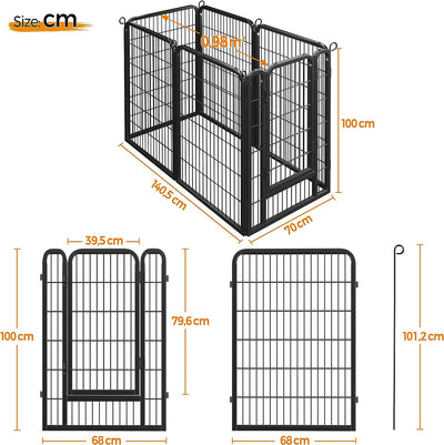 Yaheetech Welpenauslauf 100cm hoch, 6-teilig Welpenlaufstall faltbar mit Tür, Hundelaufstall Freilau