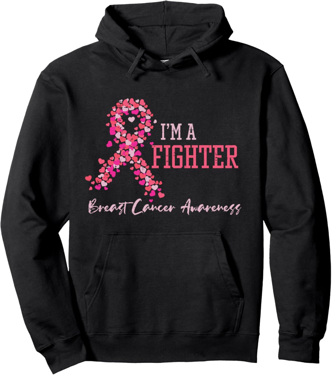 Fighter Pink Ribbon Hearts Brustkrebs Awareness Women Pullover Hoodie