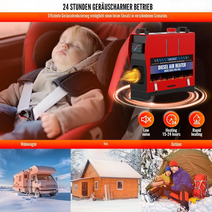VELPAX Air Diesel Heater Auxiliary Heater, 8 kW 12 V Diesel Air Heater, All in One, LCD Switch Displ