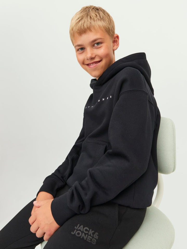 JACK & JONES Jungen Jjestar Jj Sweat Hood Noos Jnr Kapuzenpullover, Black/Fit:loose