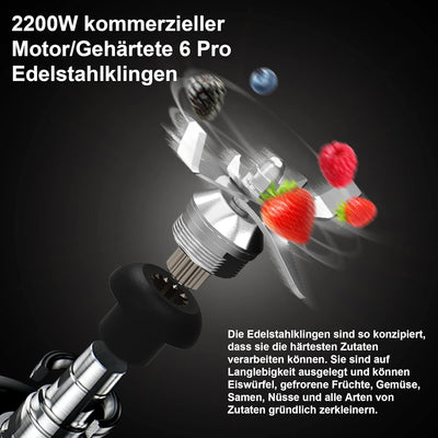 BioloMix Hochleistungsmixer 2200W,Selbstreinigungsfunktion,Standmixer 2L Behälter und 600ml Reisebec