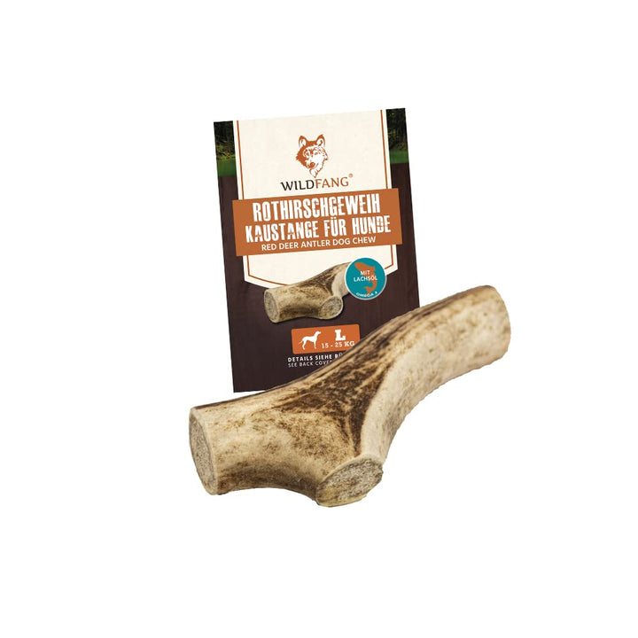 Wildfang® Rothirsch-Geweih – Lachs Hirschgeweih Kauspielzeug und Kauartikel für Hunde – Grösse L für