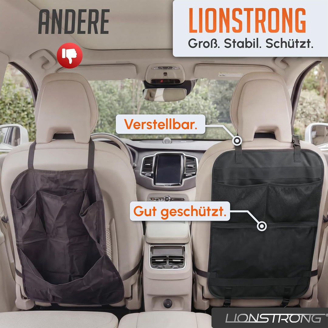 LIONSTRONG® Auto Organizer Kinder Rücksitz [wasserdicht] - Rückenlehnenschutz Auto Kinder - Autositz