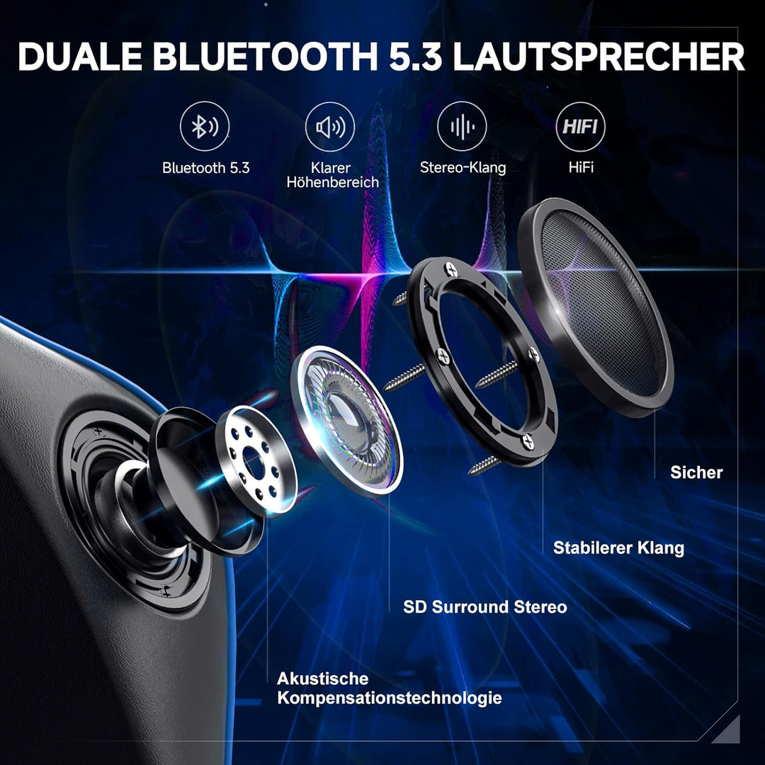 GTPLAYER Gaming Stuhl mit Fussstützen Lautsprecher Bluetooth, Gamer Stuhl Ergonomischer Computerstuh