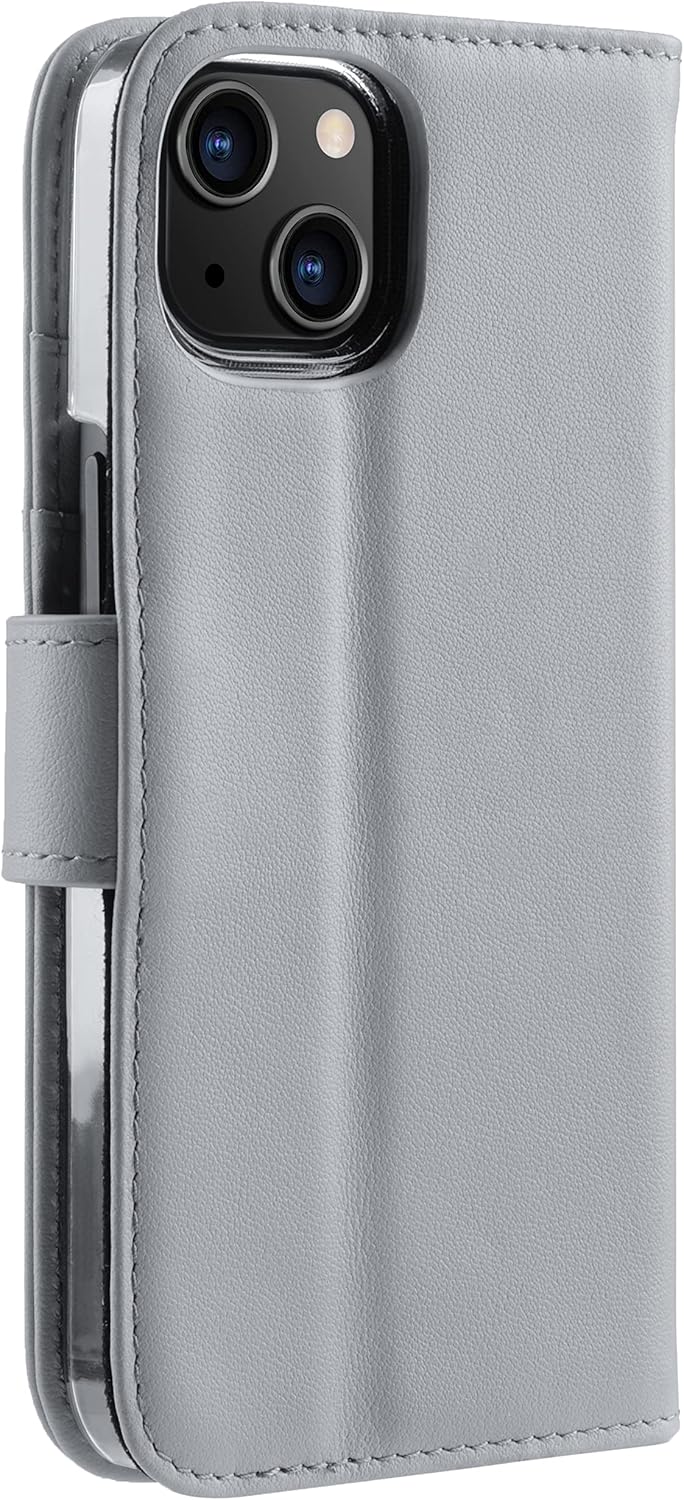 STILGUT Talis kompatibel mit iPhone 13 Mini (5.4“) Hülle mit Kartenfach aus Leder, Flip Cover, Walle