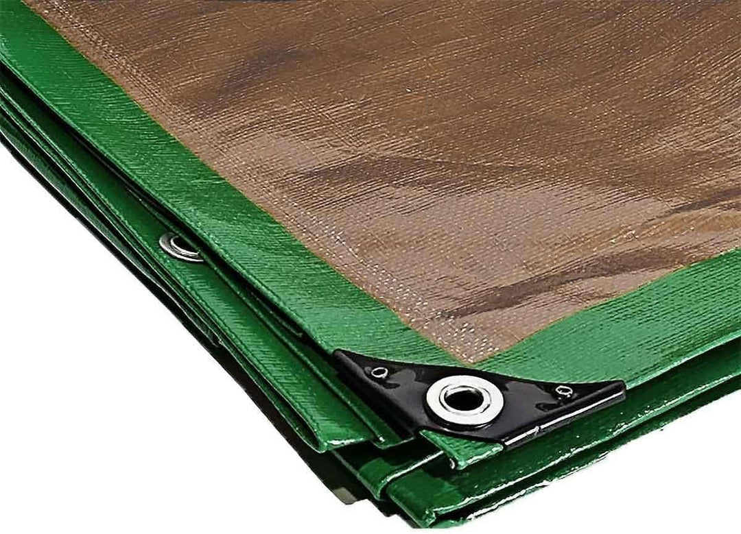 Schutzplane 2x3 m - TECPLAST 250MU - Grün und Braun - Hohe Leistung - wasserdichte Plane - Anti UV-b
