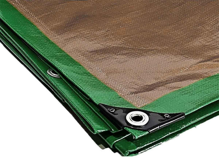 Schutzplane 2x3 m - TECPLAST 250MU - Grün und Braun - Hohe Leistung - wasserdichte Plane - Anti UV-b