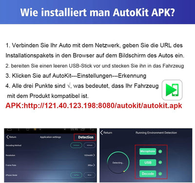 CarlinKit Wired CarPlay/Wired Android Auto Adapter für Android Radio Car, Autokit APK muss im Autora