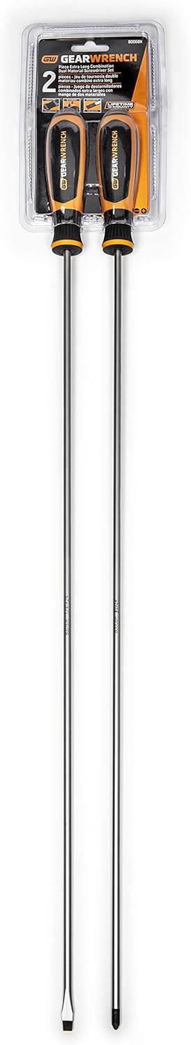 GearWrench 80068H 2-teilger Phillips/Schlitz-Schraubendreher-Satz aus Doppeltem Material mit Extra L
