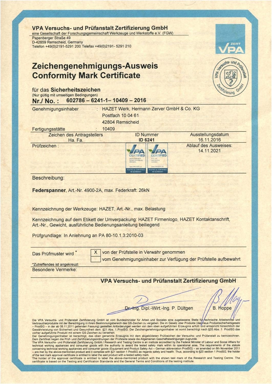 Hazet 4900-2A/5 Sicherheits-Federspanner-Satz