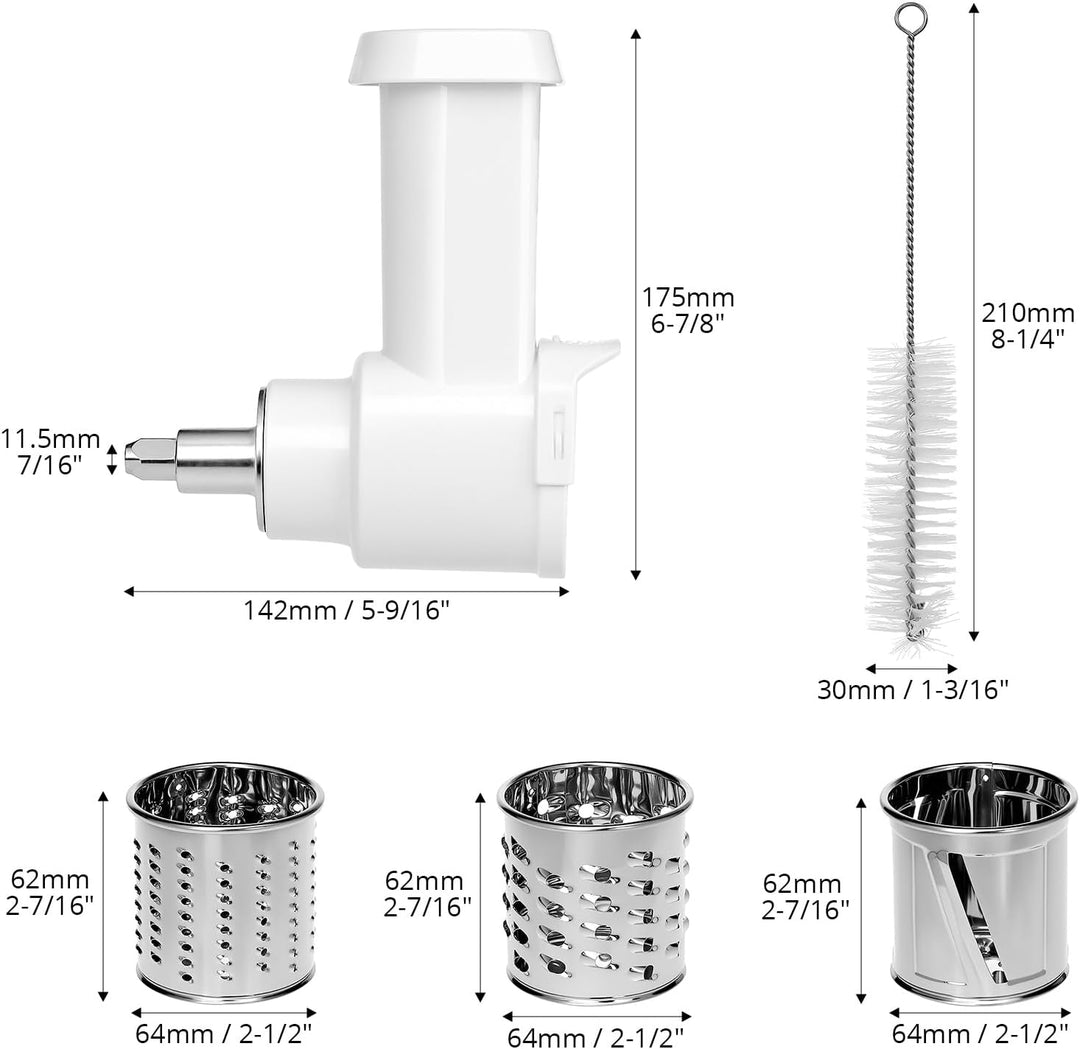 QWORK® Gemüseschneider Set, Edelstahl Slicer Shredder Aufsatz, Julienneschneider, Kompatibel mit Kit