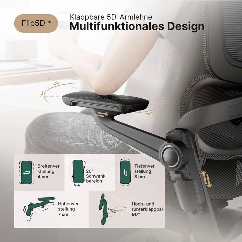 HINOMI H1ProV2 Bürostuhl Ergonomisch, Ergonomischer Bürostuhl mit 3D-Kopfstütze,Bürostuhl mit Fussst