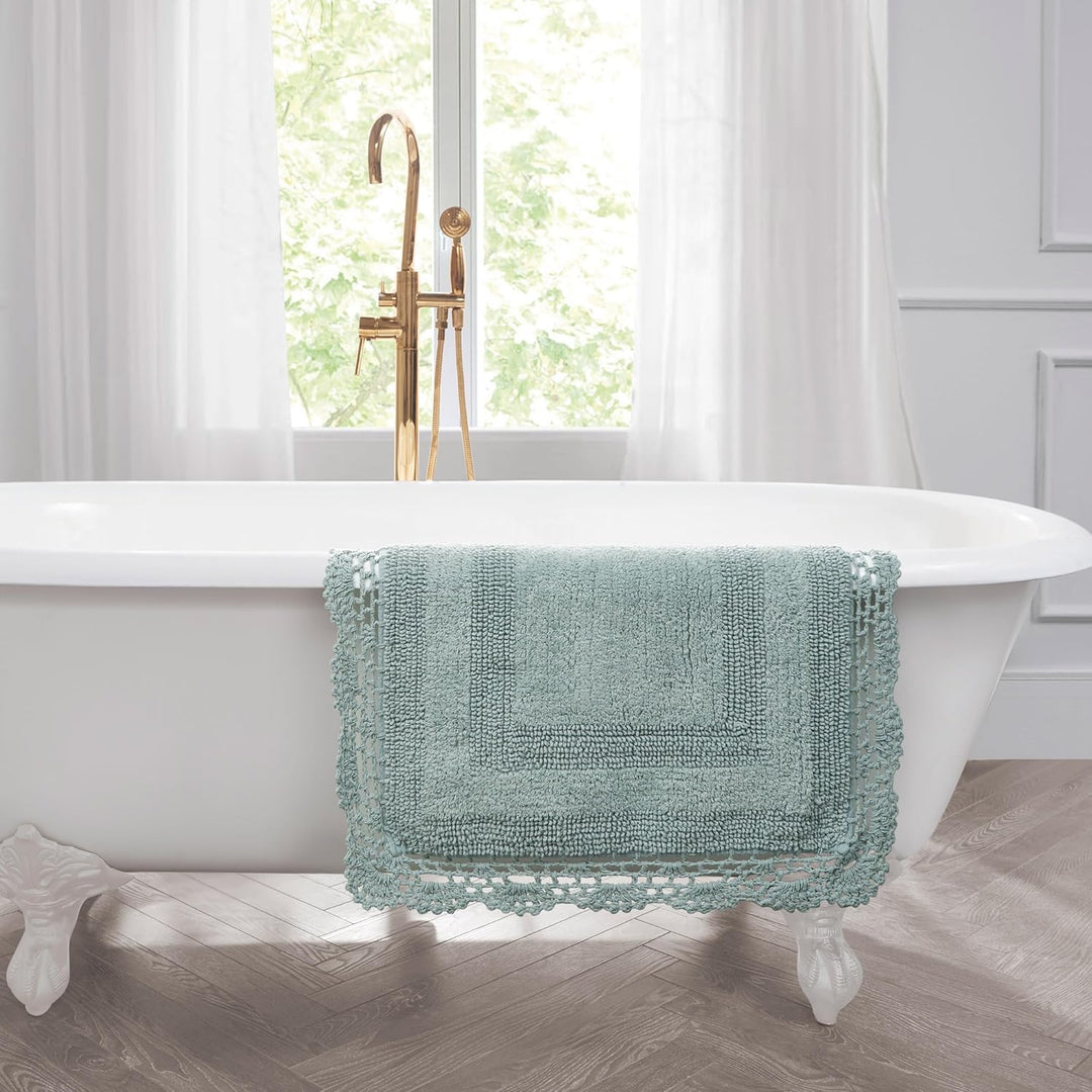 Laura Ashley Häkel-Badteppich, Baumwolle, 53 x 86 cm, Aqua 21x34 Aqua, 21x34 Aqua