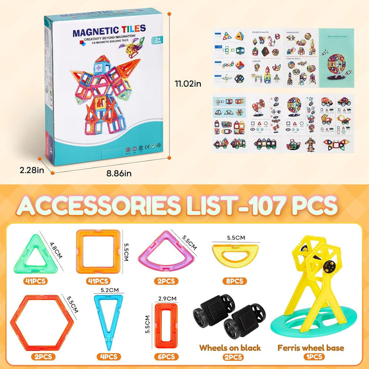COOLJOYA Magnetische Bausteine 42 Teile | STEM Magnet Bausteine für Kinder | Magnet Montessori Spiel