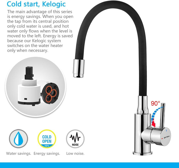 GRIFEMA GRIFERÍA DE COCINA-G4002-2 | Küchenarmatur - Wasserhahn Küche mit Flexibler Auslauf, Hoher A