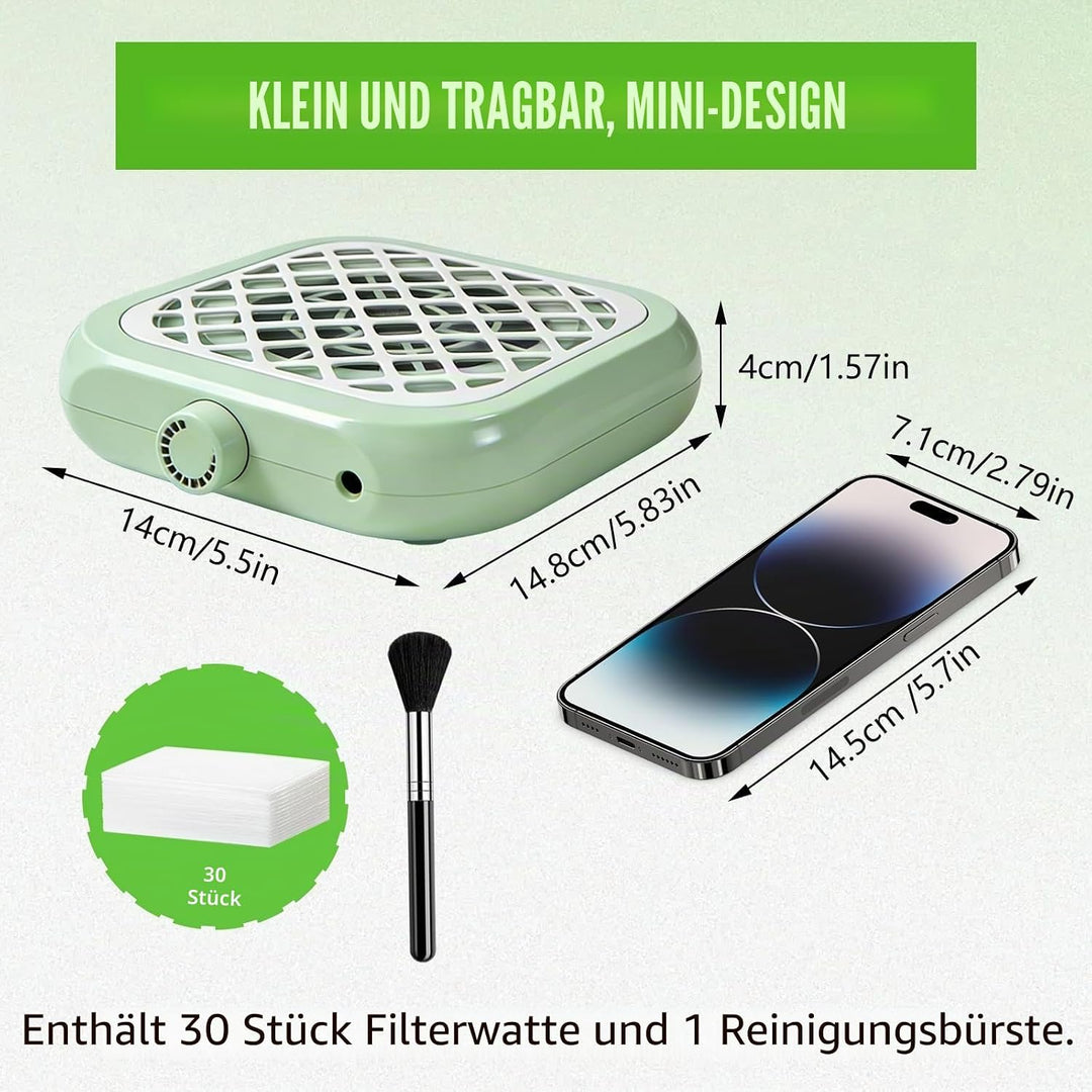 18W Staubabsaugung für Nägel - 6000RPM leiser Nagelstaubsauger, Geräuscharm, Starke Saugkraft, für M