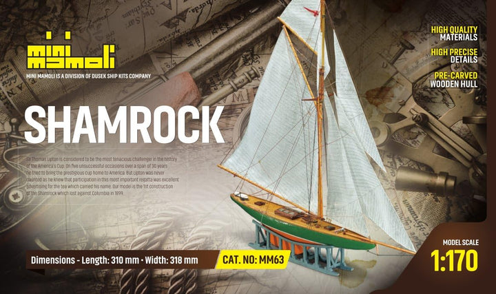 Unbekannt Mini MAMOLI Shamrock Wooden Ship Model KIT,PRE-Carved Wooden Hull Scale: 1/170 Length: 310