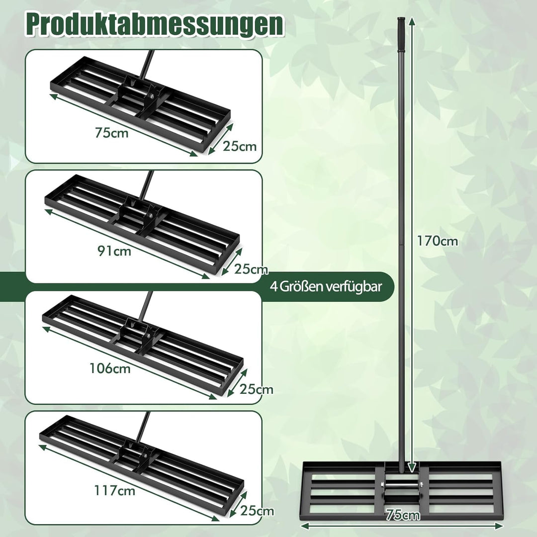 FANTASK 75 cm x 25 cm Landschaftsrechen, Rechen Metall für Garten, Rasenwerkzeug mit ergonomischem G