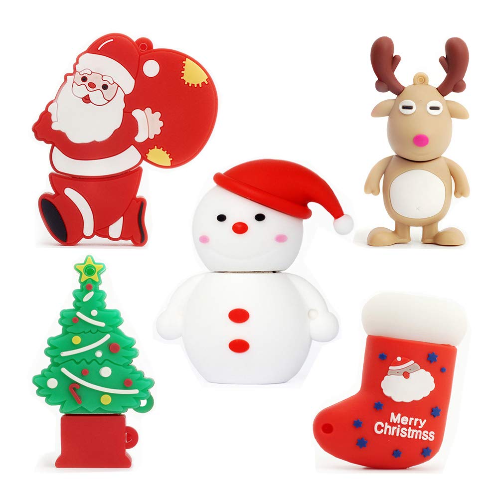 LEIZHAN USB-Stick 5 Stück 32GB Speicherstick mit Niedlichen Weihnachtsserie Geschenk für Studenten u