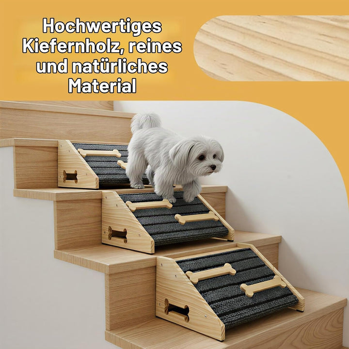 2 PCS Hundetreppe 25cm Innen Hunderampe für kleine Hunde Sofa Haustiertreppe aus Holz Hundekletterra
