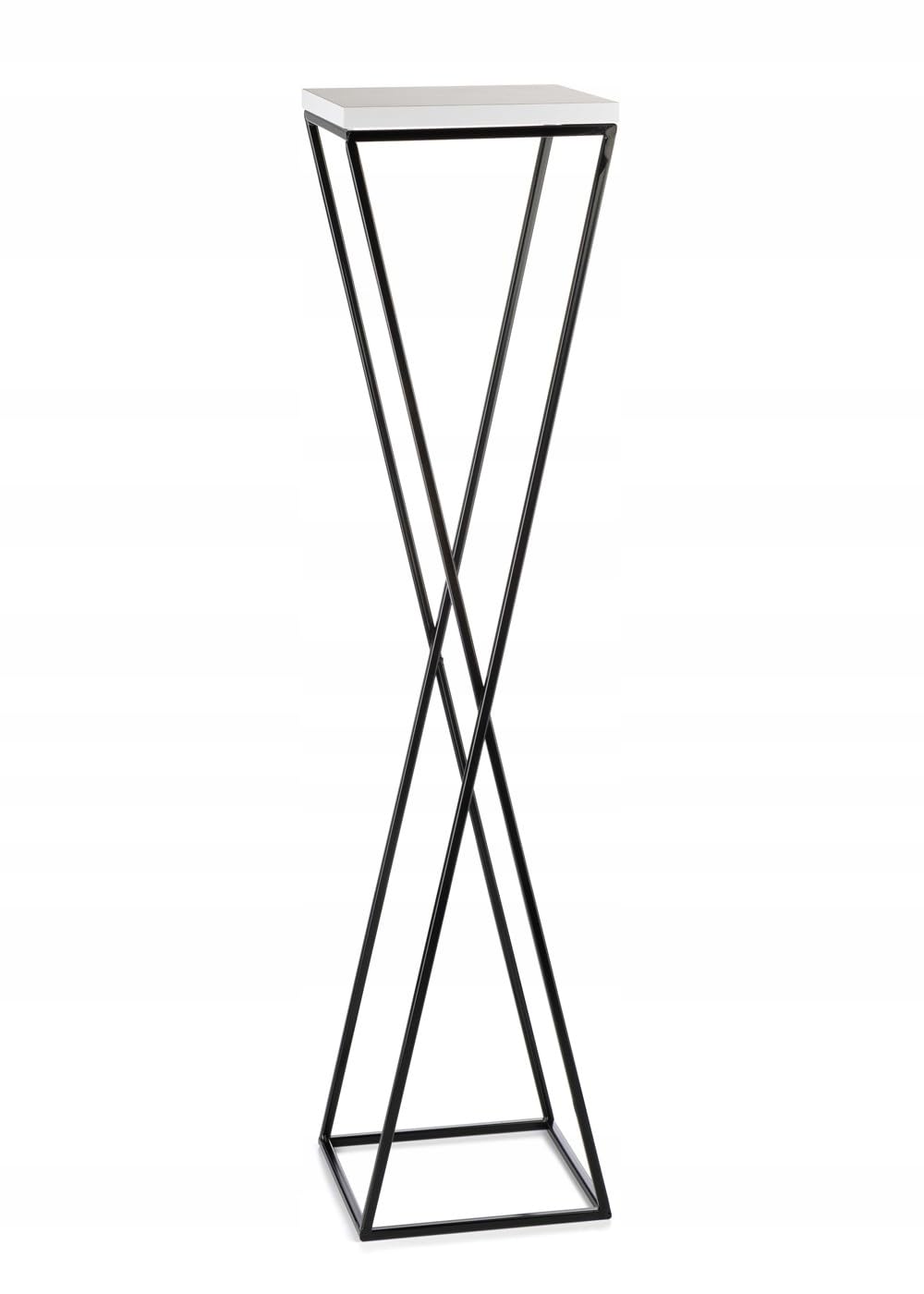 Pflanzenständer Metall 100 cm Hoch - Stabiler und Fester Blumenhocker mit Weiss MDF-Platte auf Schwa