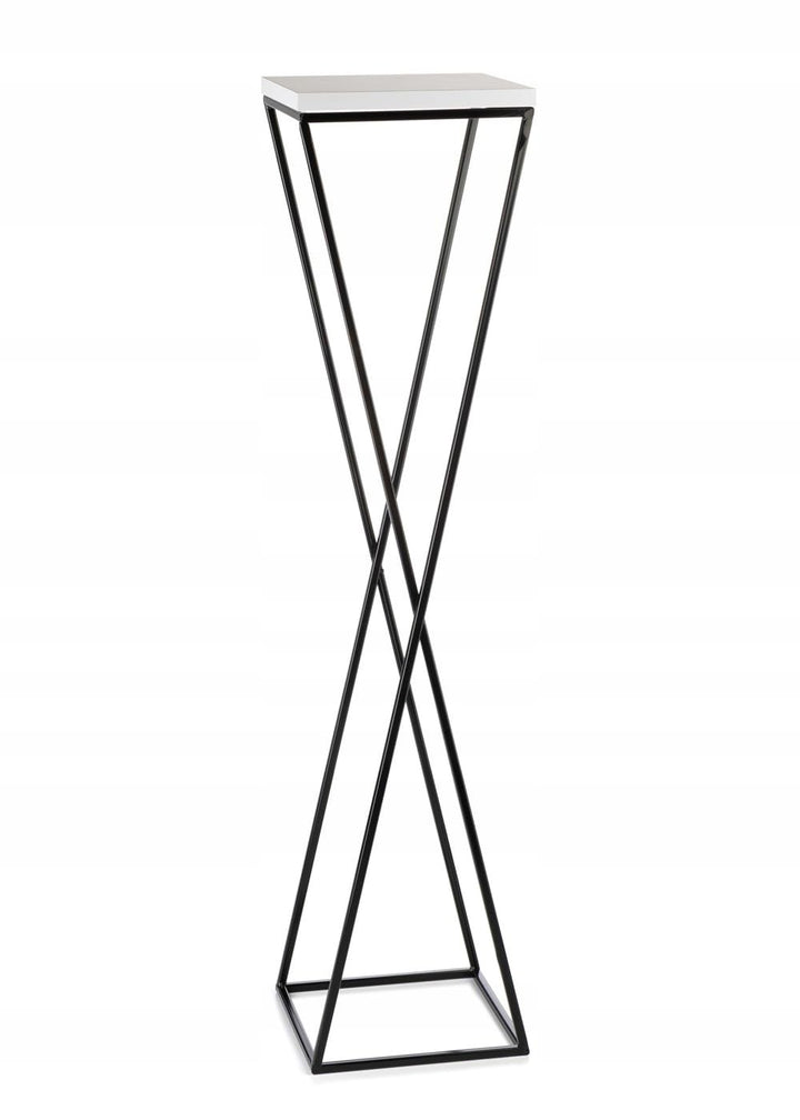 Pflanzenständer Metall 100 cm Hoch - Stabiler und Fester Blumenhocker mit Weiss MDF-Platte auf Schwa
