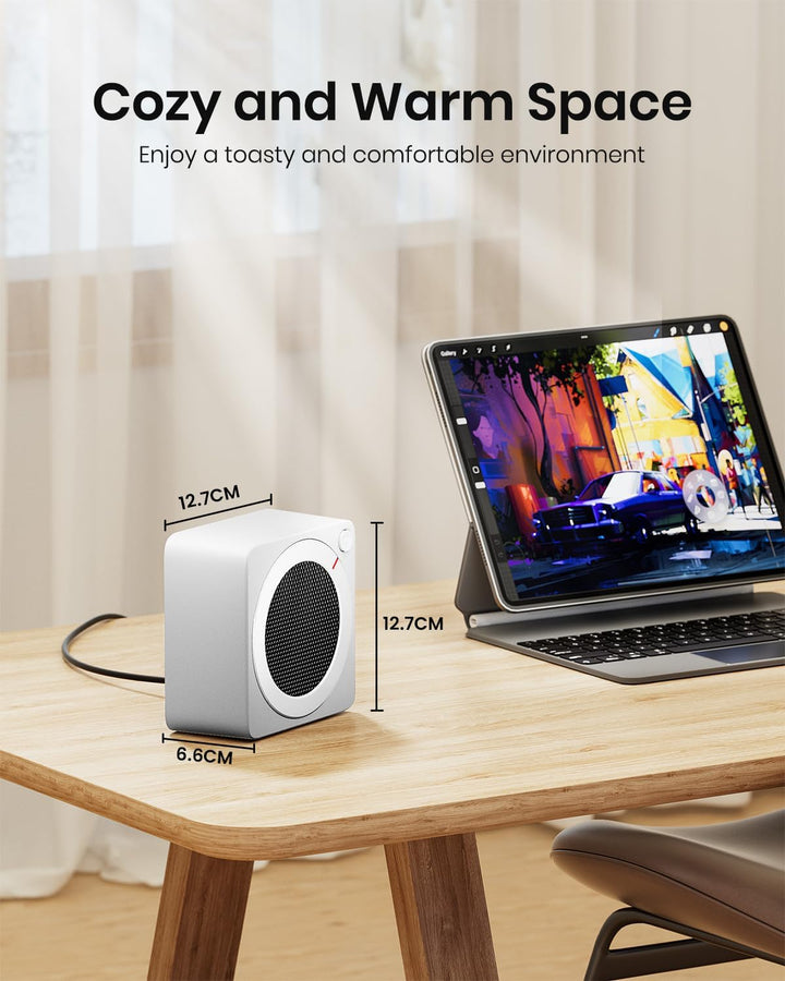 Gaiatop Mini Heizlüfter Energiesparend 500W, Heizlüfter Klein mit 2s PTC-Keramikheizung, mit Überhit