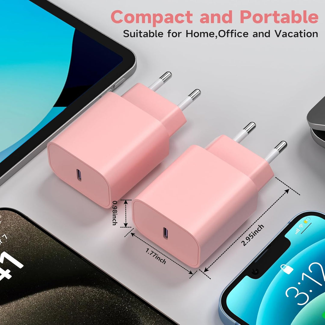 USB-C-ladegerät, für iPhone 16/15 Serie, for iPhone Schnellladegerät, PD20W, ladegerät-Typ-C, 2er Pa