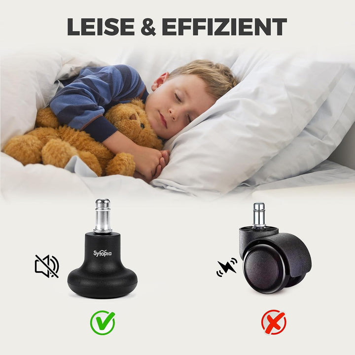 Sytopia 5 Stück Bodengleiter 2 Zoll, Höhe 6,5cm, mit Filzpads, Ersatz für Bürostuhl Rollen, Stuhlgle