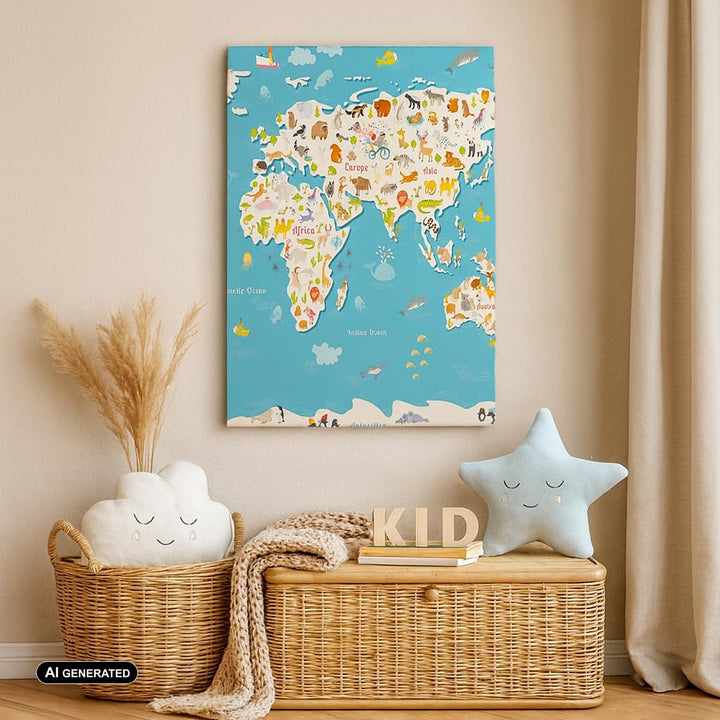 Bilder auf Leinwand Geographie Globus Grafik Illustration Leinwandbild mit Rahmen 45x80cm Wandbilder